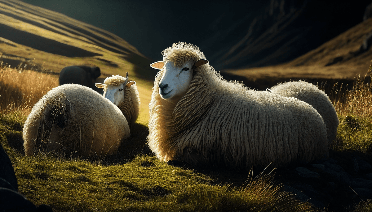 Beautiful landscape of very hot climate with Merino sheep in the foreground